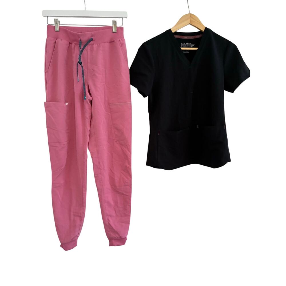 NWOT Fableitcs Womens XS tall Pink Joggers Lilac & XS Black Method Top READ